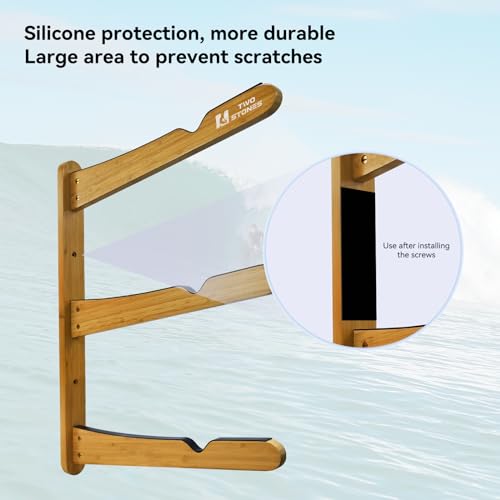 Surfboard Wall Rack 17.3-Inch Heavy Duty Bamboo Stand for Longboards Shortboards & Skimboards - Variation of THIS listing