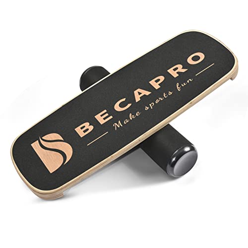 Wooden Balance Board Trainer with Black Variation and Adjustable Stoppers - Fitness Balance Equipment