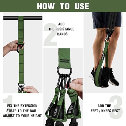 Pull Up Assistance Resistance Bands Set - Army Green, 220 lbs Support