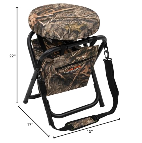 ALPS OutdoorZ Horizon Swivel Stool Mossy Oak Shadow Grass Habitat - Portable Camping Seat