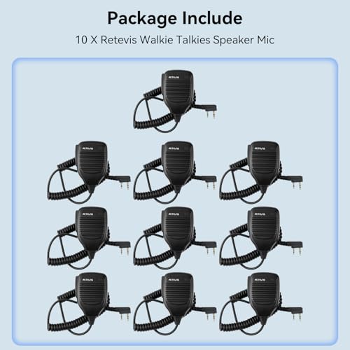 Retevis Walkie Talkie Microphone,Two Way Radio Shoulder Mic,Compatible with Retevis RT68 RT21 H-777 RT22 RT22S RT27 RT86 RT19 RT15 RB26 BAOFENG UV-5R 888S 5RM Kenwood Samcom pxton Radio(10 Pack)