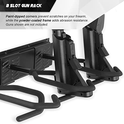 GOHIKING 8-Slot Wall Mount Gun Rack with Soft Padding for Rifles & Shotguns