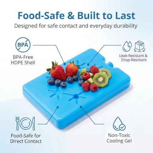 Kona 4 Pack Slim Ice Packs for Lunch Boxes & Coolers - Reusable Quick Freeze Small Cold Packs - Blue Variation 4