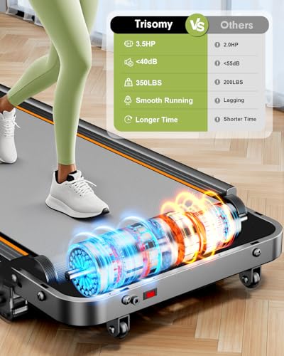 Foldable Walking Pad Treadmill with 12% Incline, 3.5HP Low Noise, Handle Bar, Silver