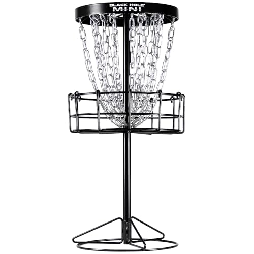 Mini Disc Golf Basket with 24 Chains - Portable Indoor & Outdoor Target, 26.5 Inch Tall