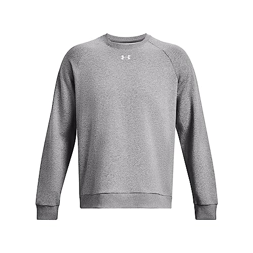 Under Armour Men's Rival Fleece Crew - Large / Castlerock Light Heather / White