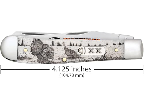 Case CA81221 Sportsman Trapper Turkey Pocket Knife with Bone Handle