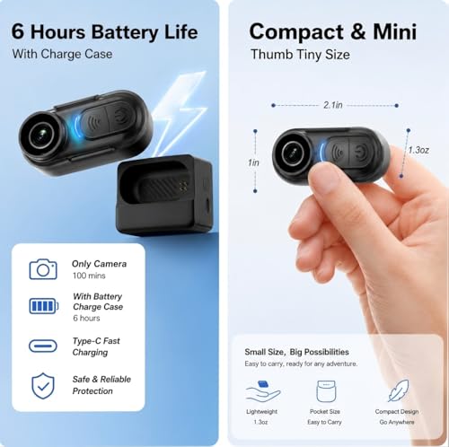 LZQCLUX 4K Mini Body Camera with 64GB, Waterproof Action Cam for Cycling & Vlogging