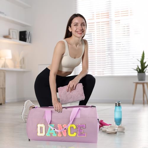 Dance Ballet Bag for Girls - Purple L Size Gym Duffle with Adjustable Strap