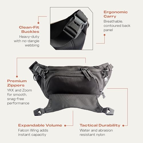 ARTERRA Falcon2L Ultralight Water-Resistant Fanny Pack Black - Compact Crossbody Waist Bag for Outdoor & Everyday Use