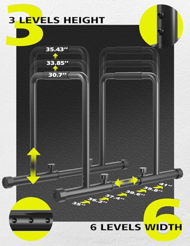 Heavy Duty Adjustable Dip Station - Steel Parallel Bars for Home Fitness, Strength Training