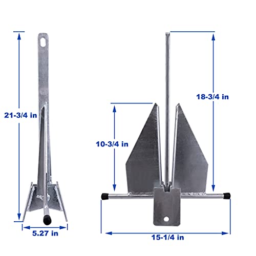 Boat Anchor Kit 10LB Fluke Anchor with Chain and Rope - Fits 16-26 FT Boats