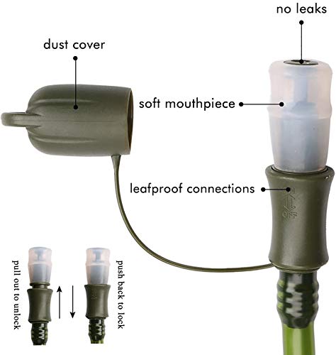 2L Hydration Bladder Water Reservoir for Hiking Camping Cycling - Military Green