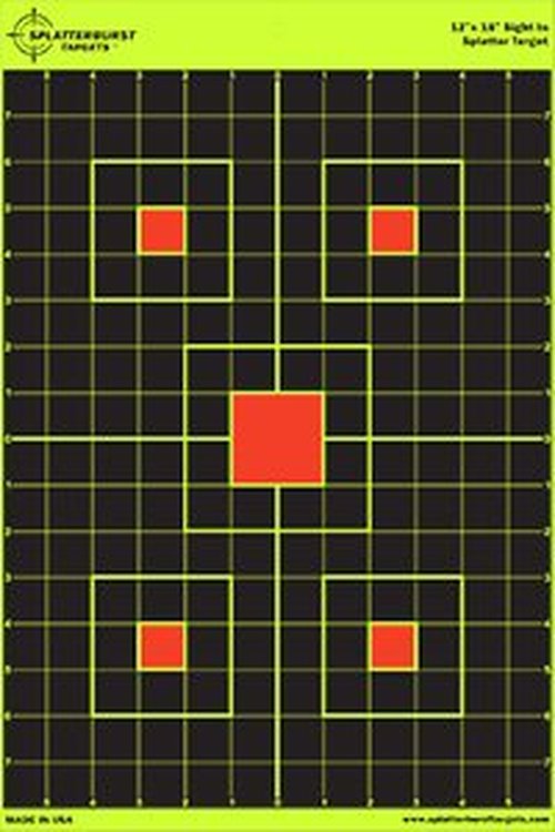 10 Pack - 12” x18” Sight in Splatterburst Target - Instantly See Your Shots Burst Bright Florescent Yellow Upon Impact!