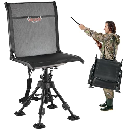 Portable Hunting Chair with 360° Silent Swivel & Adjustable Height