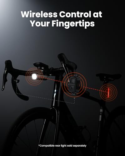 1500 Lumen Bike Front Light with Remote, Waterproof, USB Rechargeable