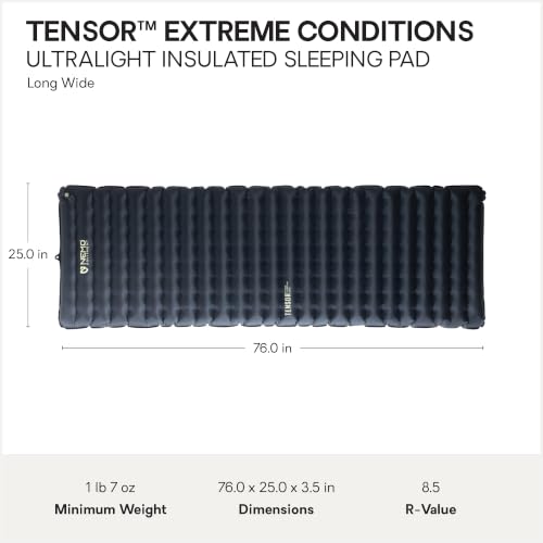 NEMO Equipment Tensor Extreme Sleeping Pad Long Wide 76x25 Black/Birch Bud/Citron