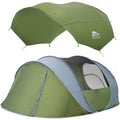 Green 6 Person Pop Up Camping Tent with Skylight & Rainfly - Waterproof, Fast Setup