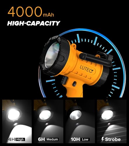 LUTEC 2 Pack Rechargeable 1,000,000LM Waterproof Spotlight with Red Filter, Foldable Stand & 4 Modes (Orange)