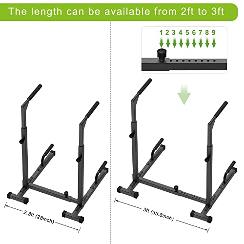 SELEWARE Adjustable Dip Bar Station Black for Home Gym Upper Body Workout