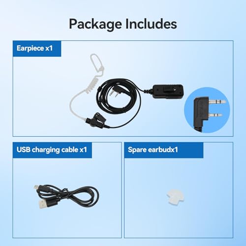 Retevis AI Active Noise Cancelling Two Way Radio Headset, Rechargeable, for RT22 RT21 H-777H RT68, Compatible with Pxton Baofeng BF-888S Kenwood Walkie Talkie, Walkie Talkie Earpiece with Mic(1 Pack)