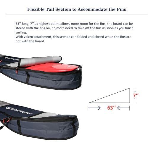 Surfboard Travel Bag 6'0-10'0 Foam Padded Cover with Gear Pocket