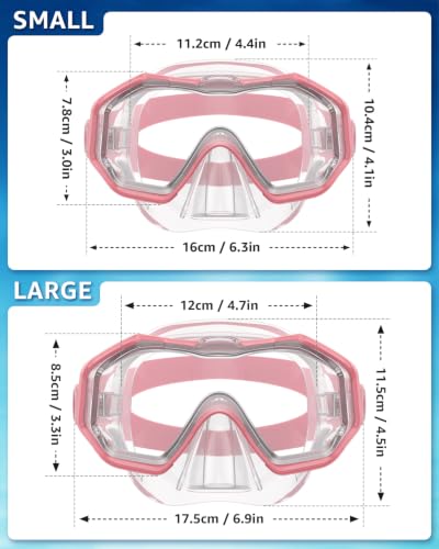 WSTOO Swim Goggles with Nose Cover for Ages 5-12, Youth & Adults, Pink, Large