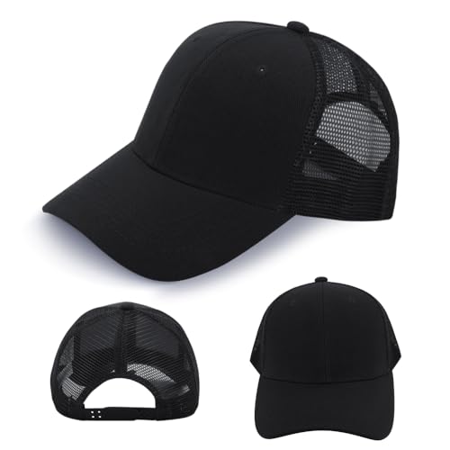 Black 24 Pack Mesh Trucker Hats - Adjustable Baseball Caps for Men and Women