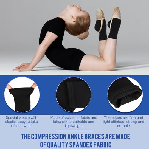 Kids Ankle Brace Set - Compression Sleeve & Support Sock, Small/Medium, Black