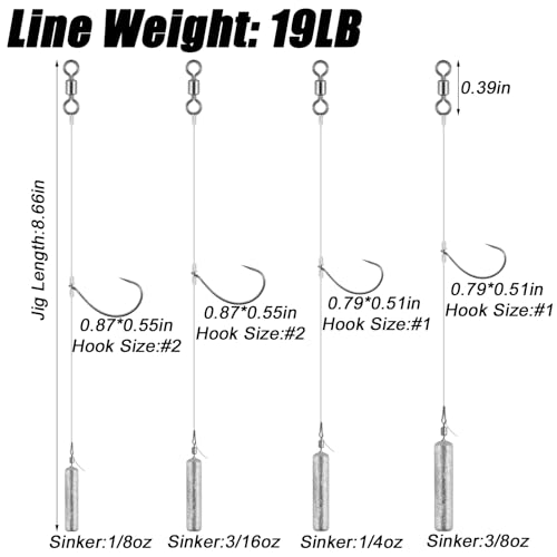 Drop Shot Rig with #2 Hook and 3/16oz Weight - 10 Pack Fishing Tackle