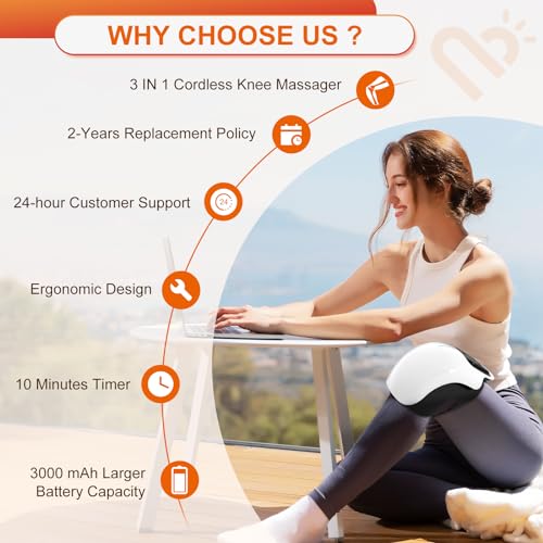 Cordless Knee Massager with Infrared Heat, Vibration & LED Screen