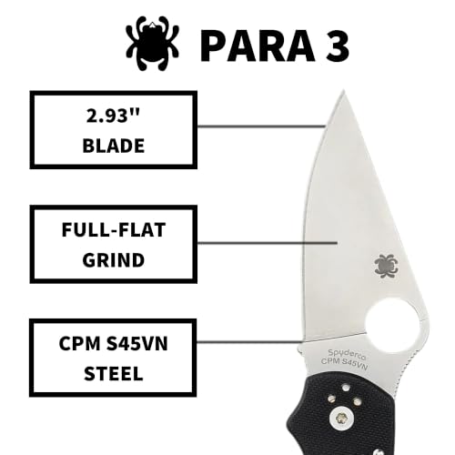 Spyderco Para 3 Folding Pocket Knife - CPM S45VN Steel, PlainEdge