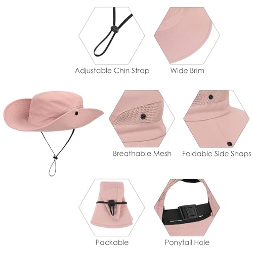 Kids Sun Hat Ponytail Girl UPF 50 Bucket Cap Summer Beach Fishing 2pcs Purple Watermelon Red 8-12T