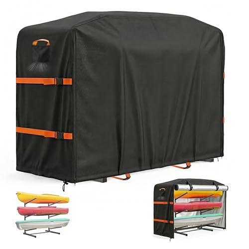 Heavy-Duty Waterproof Kayak Cover for 2-4 Kayaks & Paddleboards 10-12ft