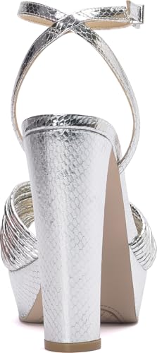 Jessica Simpson Women's Immie Silver Ankle Strap Platform Sandal - Size 8
