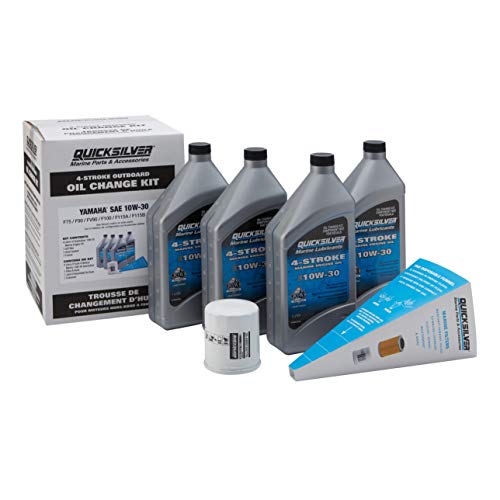Yamaha F75-F115 Outboard Oil Change Kit with 4 Quicksilver 10W-30 Marine Oil & Filter - Variation: Yamaha F75 - F115