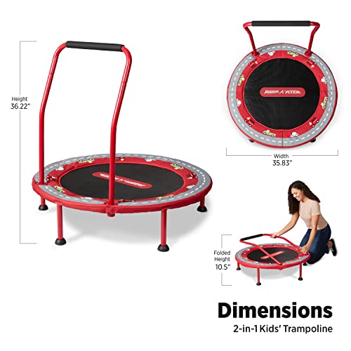 Radio Flyer Kids' 2-in-1 Trampoline with Racetrack Play Mat - Durable Bouncing & Play