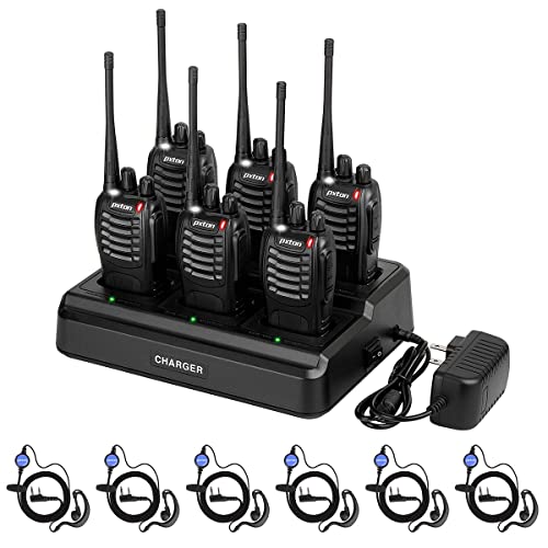 Pxton Long Range Walkie Talkies for Adults 6-Pack with Upgraded Earpiece & Multi Charger