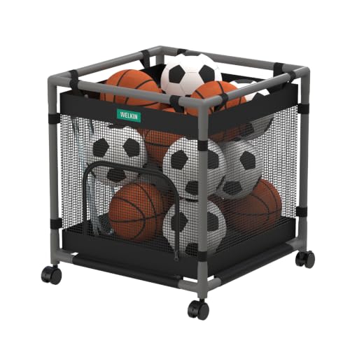 60 Gallon Ball Storage Cart with Wheels - Heavy-Duty Toy & Equipment Organizer