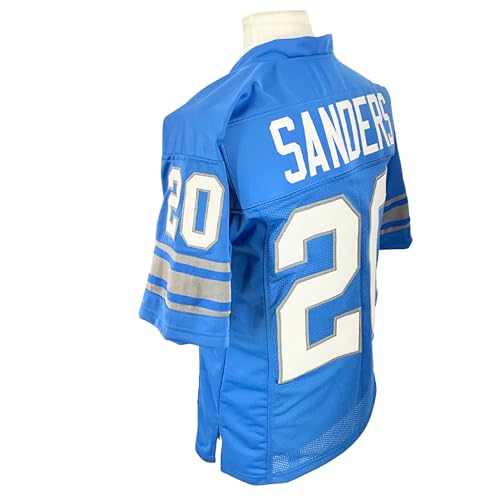 Unisex Barry Sanders Football Jersey Honolulu Blue Large Custom Sewn Detroit
