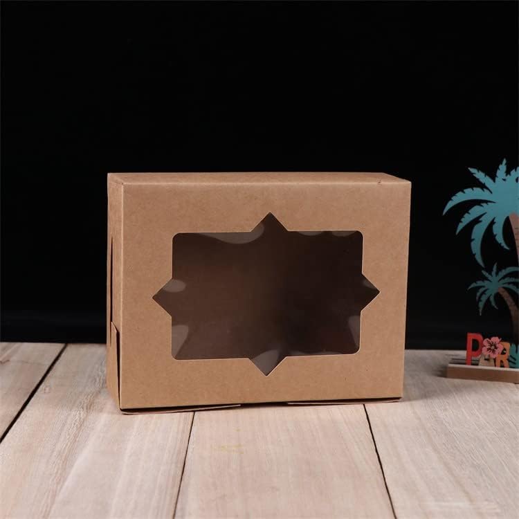 Wei Long 20-Piece Cookie Boxes - 8x6x2.5 Inches | Stylish Window Bakery Treat Boxes for Muffins & Donuts