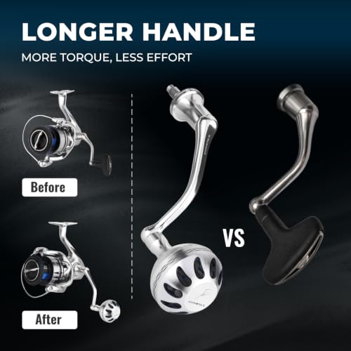 GOMEXUS Power Handle for Shimano Spinning Reels 63mm Silver Blue - Replacement Crank