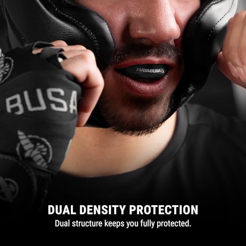 Hayabusa Combat Sports Mouth Guard Youth, Kids and Adult Sizes Comes with Case - Black/Red, Adult