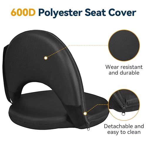 VSTKEN 2 Pack XXL Reclining Stadium Seats with Back Support, Portable Floor Chairs
