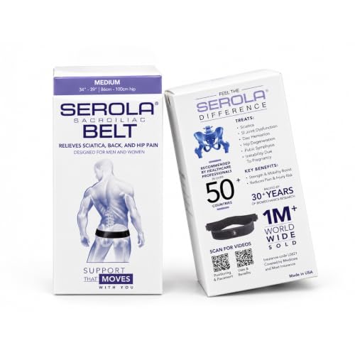 Serola Sacroiliac Belt for SI Joint Support - Medium, Adjustable, Breathable Back & Hip Brace