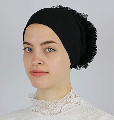 Modefa Islamic Women's Cotton Hijab Bonnet Cap Non-Slip Black One Size