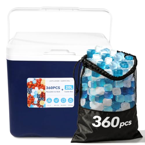 Reusable Ice Cubes with Portable Cooler for Camping, Picnic & Outdoor