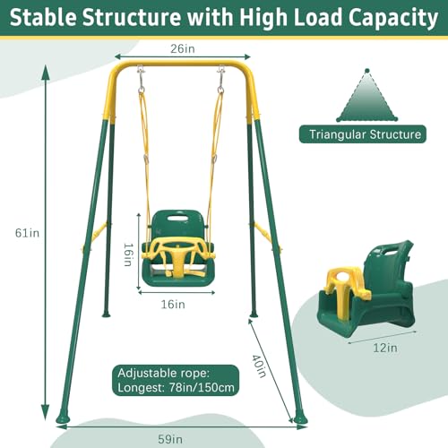 Yozoia Green Multifunctional Toddler Swing - Foldable Indoor & Outdoor Baby Swing