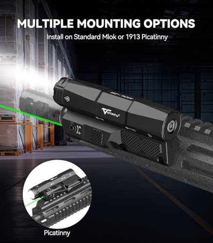VOTATU MDL-IG 3000 Lumens Tactical Flashlight with Green & IR Laser, Black for Rifles