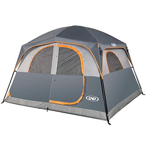 UNP Gray 6-Person Waterproof Family Camping Tent with Rainfly, Easy Setup